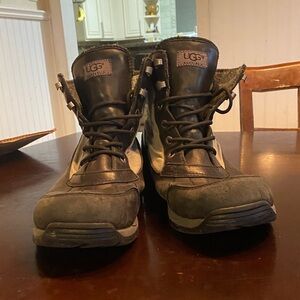 UGG Black and Gray Leather Boots